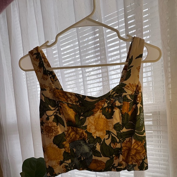Y2K🌼Abercrombie & Fitch Floral Crop Top - floral Cream and Green - Picture 5 of 5